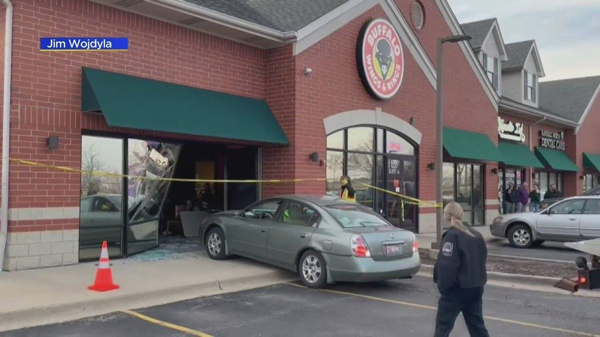 4 people injured after car smashes into Wings and Rings restaurant in Crystal Lake