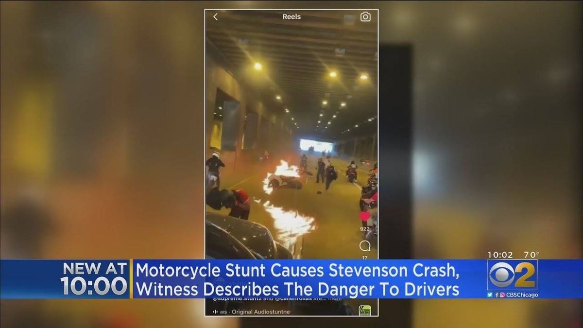 Motorcycle stunt leads to fiery crash on Stevenson over the weekend