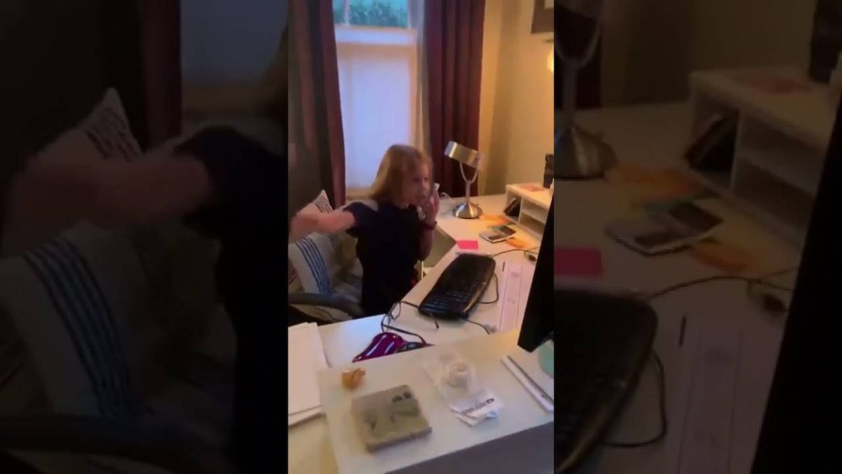 8-year-old's hilarious impression of mom working from home goes viral!