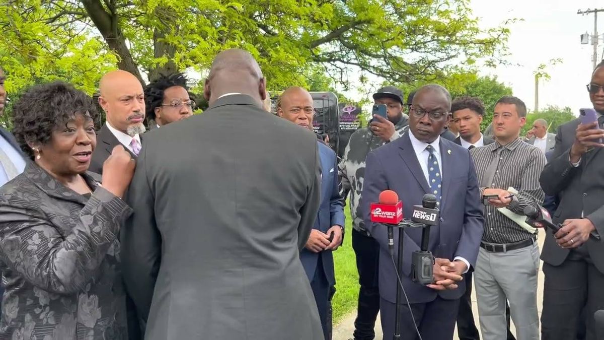 Mayors Byron Brown & Eric Adams, Assemblywoman Peoples-Stokes & Reverend Al Sharpton address public after Ruth Whitfield service
