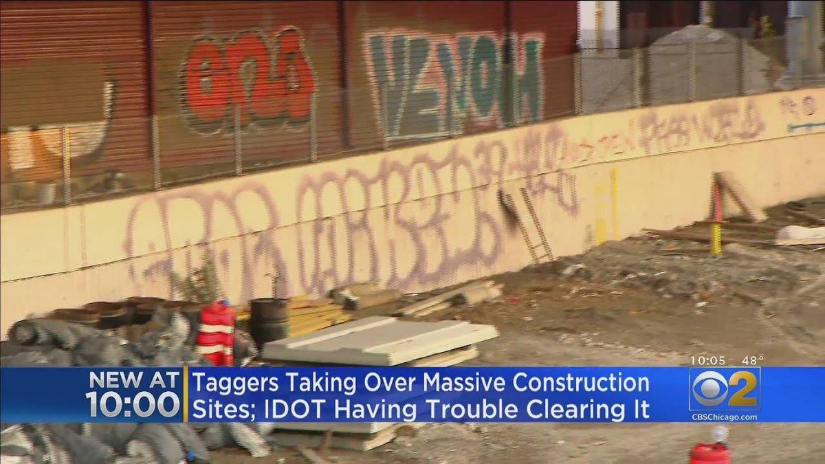 Graffiti taggers hit Jane Byrne Interchange construction zone, IDOT struggles to keep up