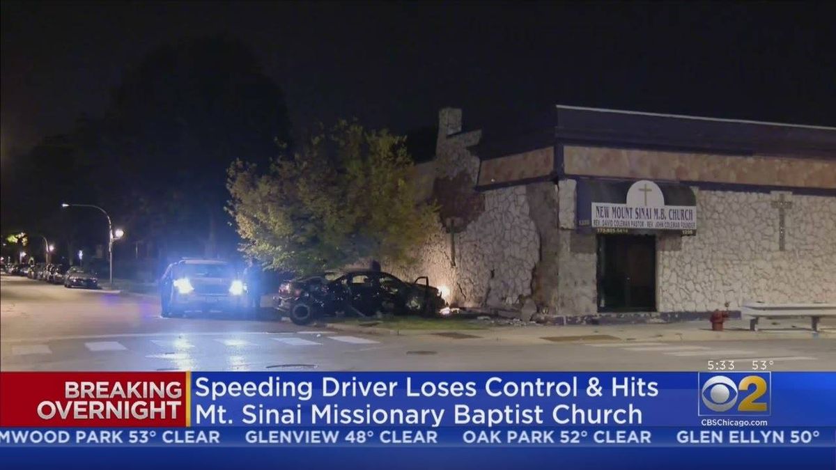 Car crashes into church in Englewood