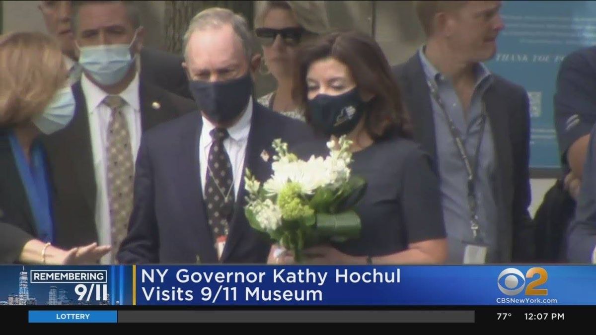 PHOTOS: Hochul, Bloomberg lay flowers at 9/11 Memorial ahead of 20th anniversary