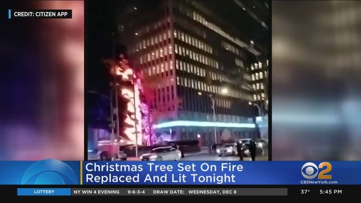 PHOTOS: Fox News lights up new Christmas tree after arson attack