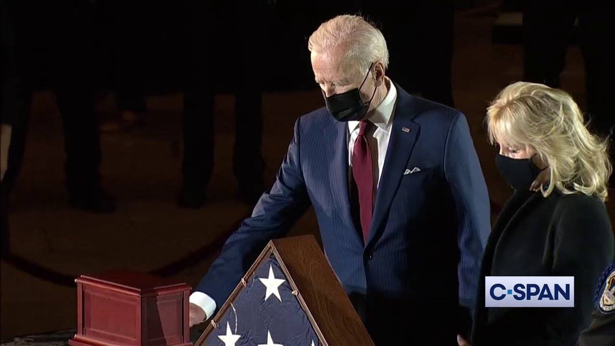 VIDEO: Biden pays respects to NJ-native Capitol officer as he lies in honor