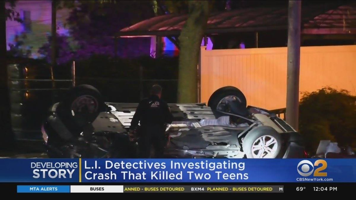 2 teens dead, 3rd hospitalized after BMW crashes into truck, flips on LI