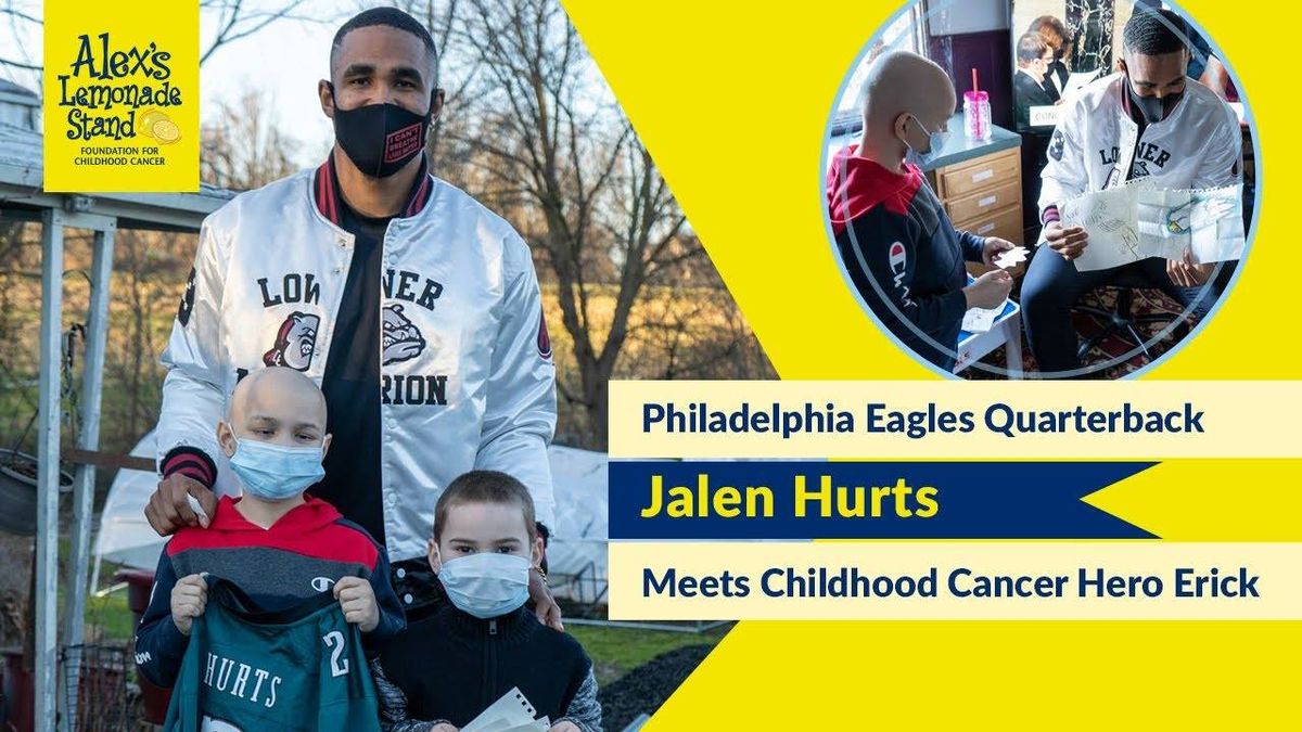 Pa. boy fighting cancer helps Eagle Jalen Hurts score some joy in Alex's Lemonade Stand video