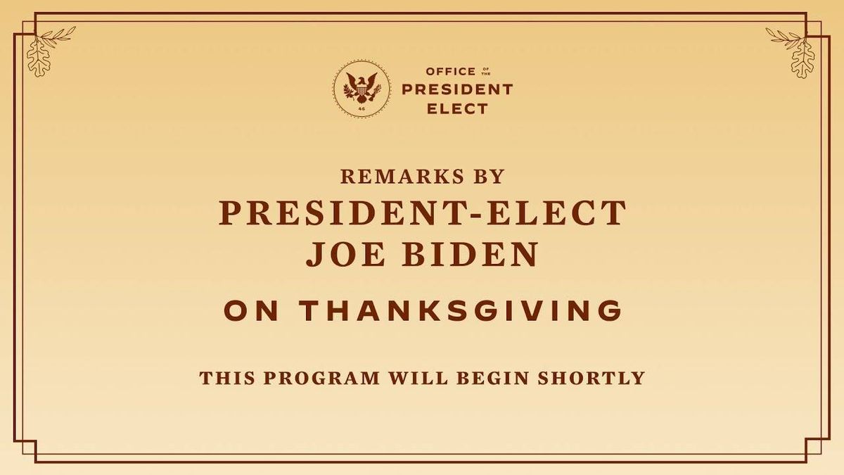 A message of unity, compassion and optimism: Biden delivers Thanksgiving address