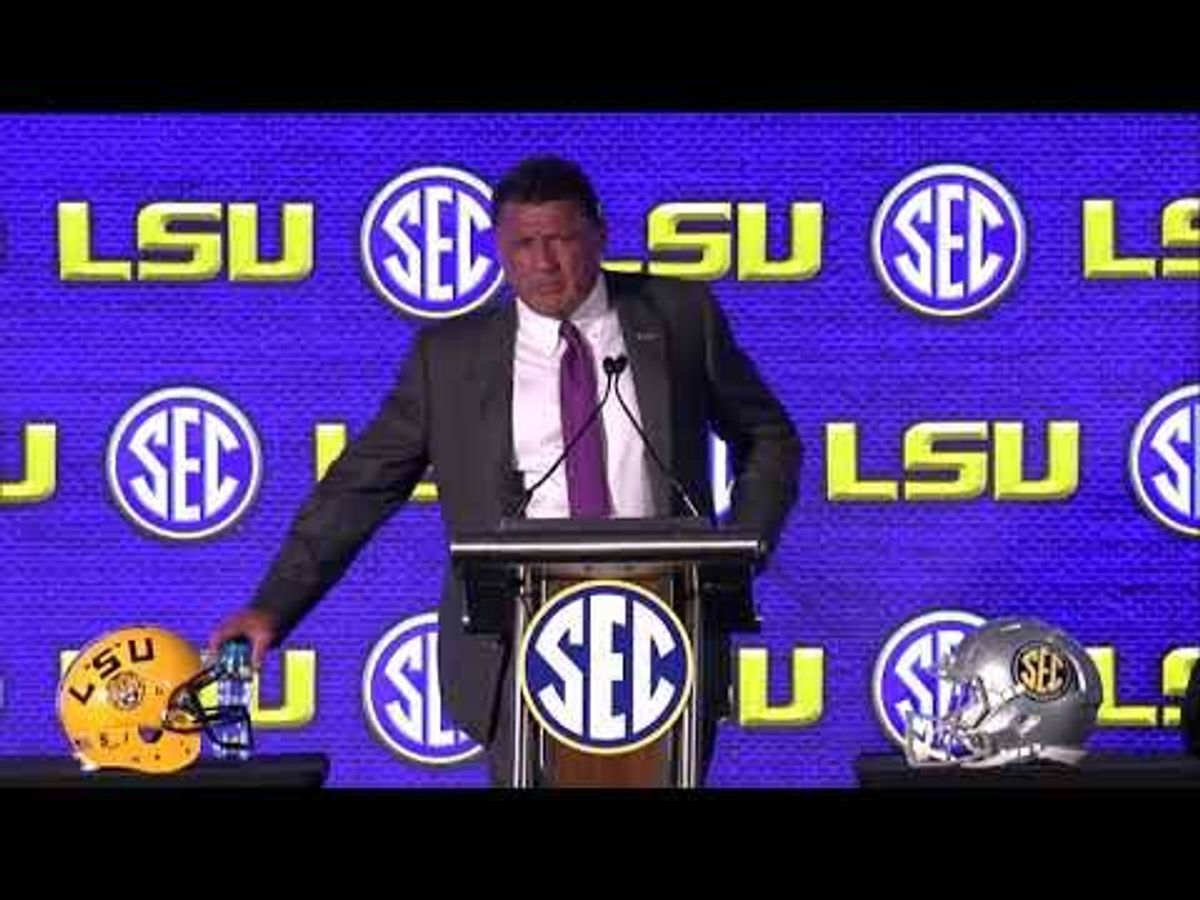 Ed Orgeron at SEC Media Days: Top 5 quotes on LSU offense, QB battle, coaching hires, more
