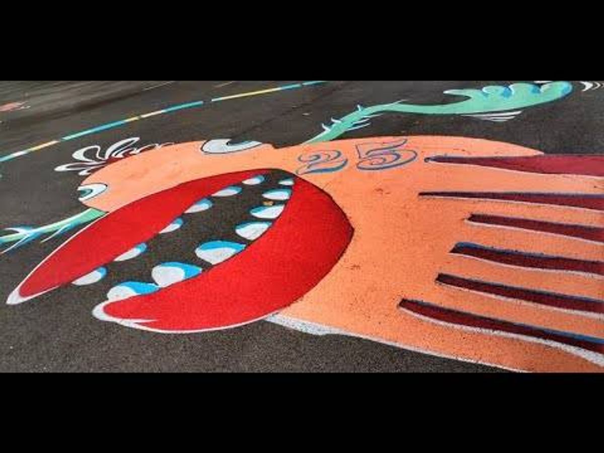 Huge parking lot mural at Artpark