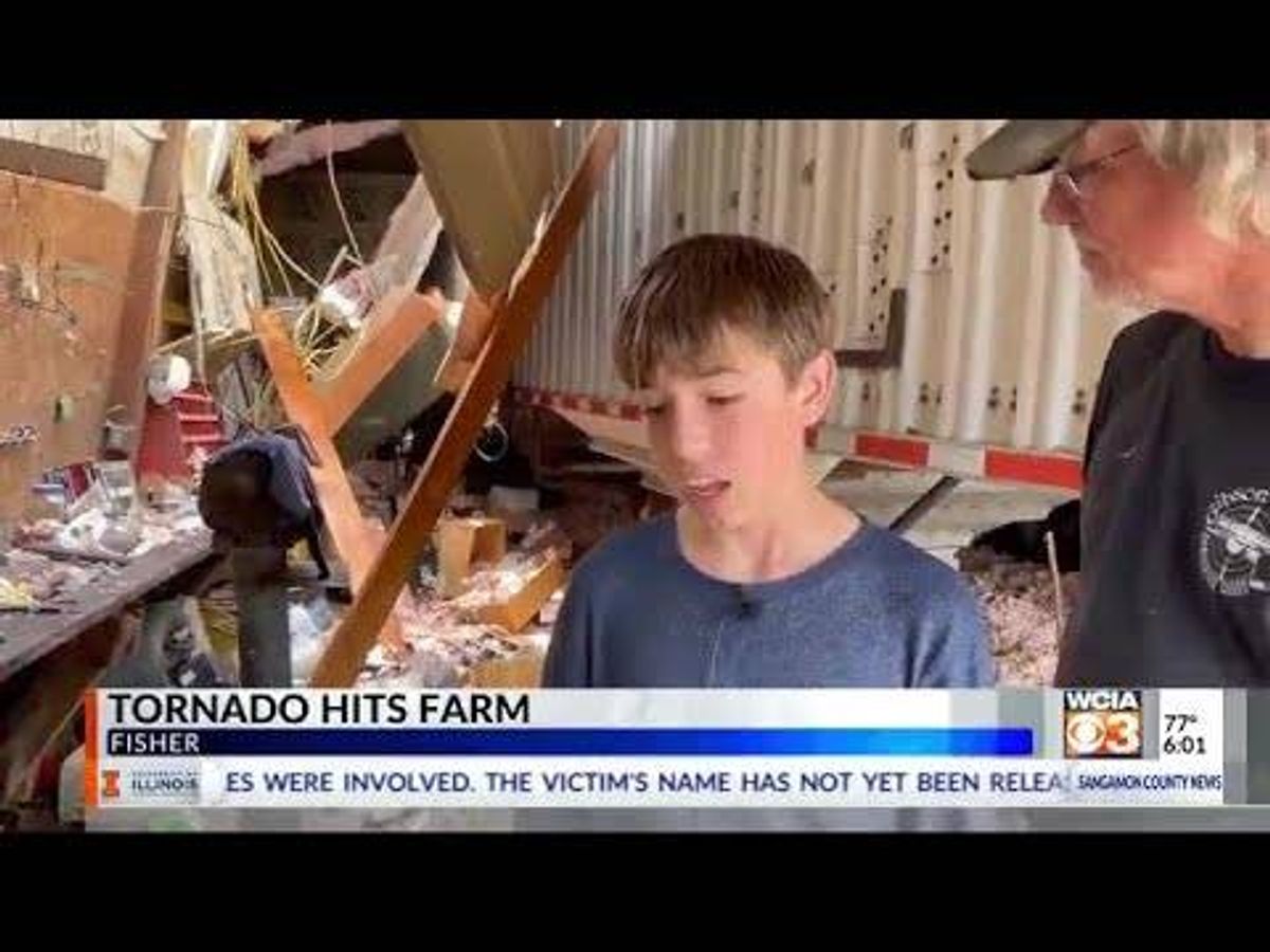 Boy recounts experience with tornado at family farm in downstate Illinois