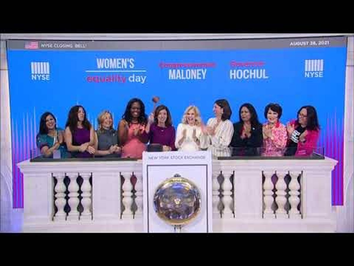 VIDEO & PICS: Hochul rings in closing bell at NYSE for 'Women's Equality Day'