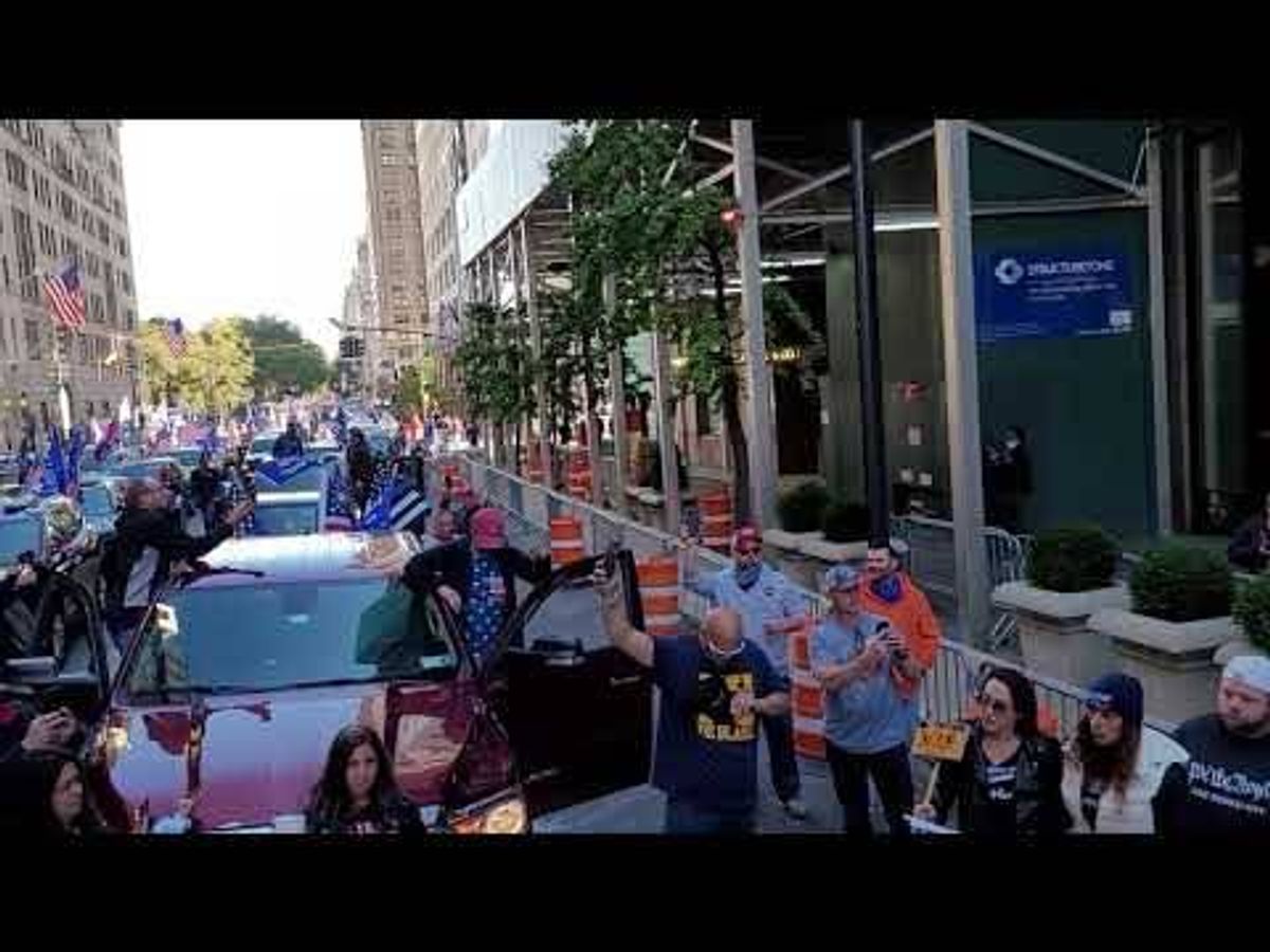 VIDEO: Hundreds rally for president in caravan outside Trump Tower: 'He's going to pull through this'