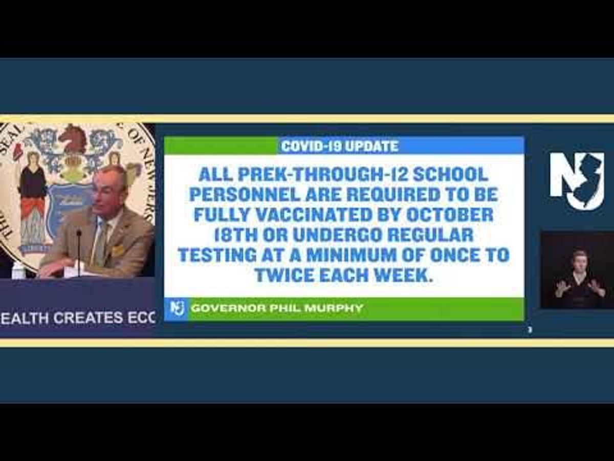 NJ to require COVID-19 vaccines for teachers, state workers