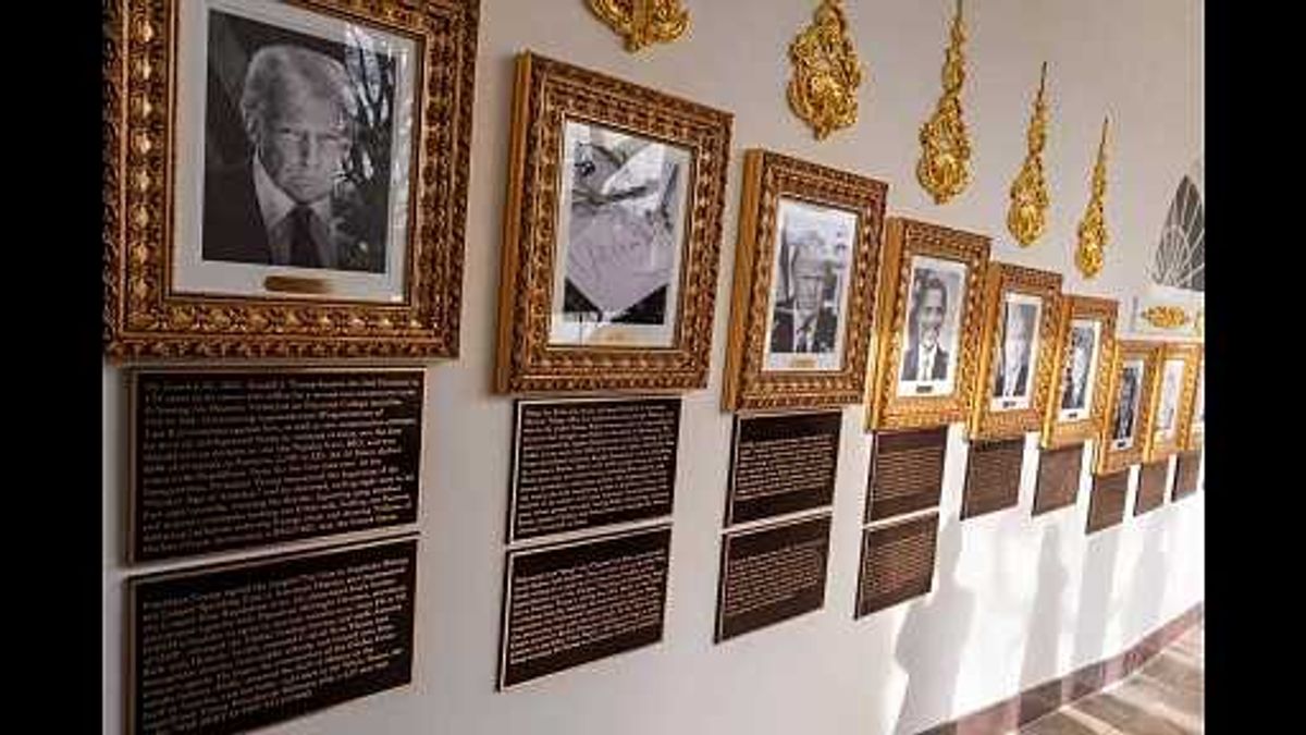 President Trump installs new plaques to White House portraits, labeling predecessors as 'sleepy' and 'divisive'