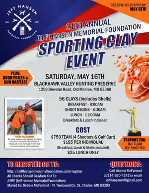 Join the 11th Annual Jeff Hansen Memorial Clay Shoot!