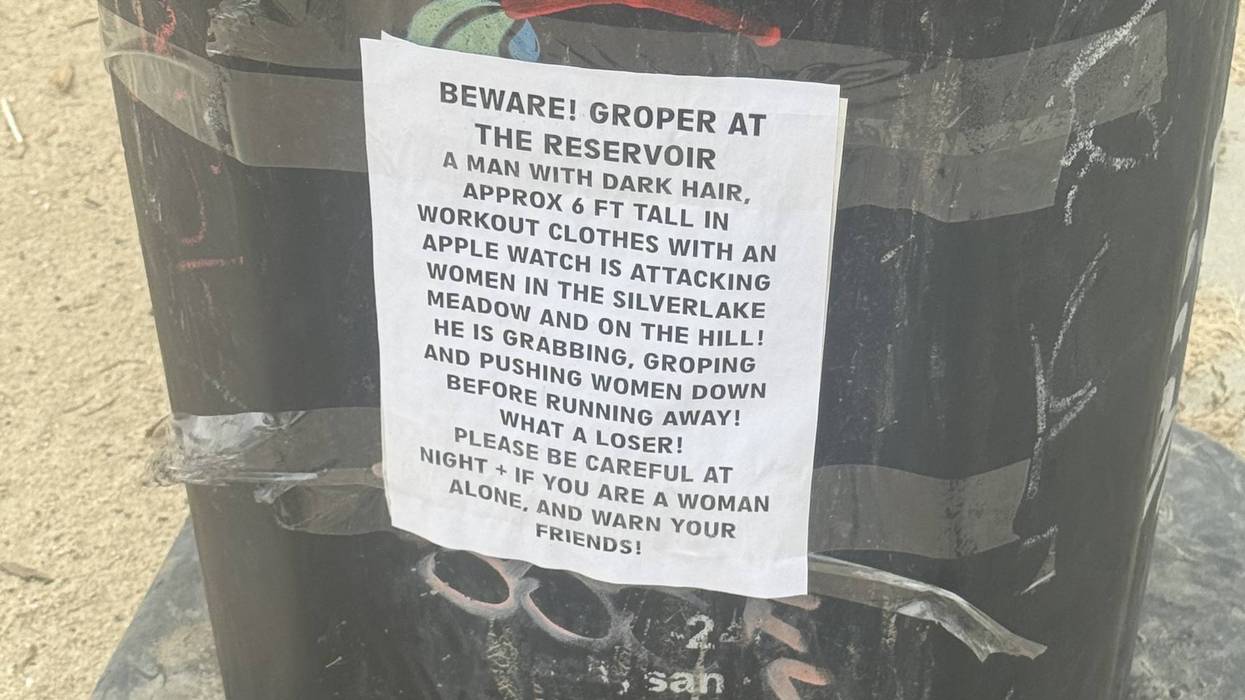 Note warns of groper around Silver Lake Reservoir