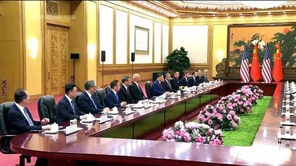Presidents Xi Jinping and Donald Trump sit down and begin bilateral talks