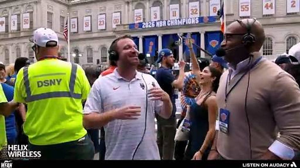 Evan & Tiki On The Scene As Knicks Fans Take Over NYC In Championship Madness