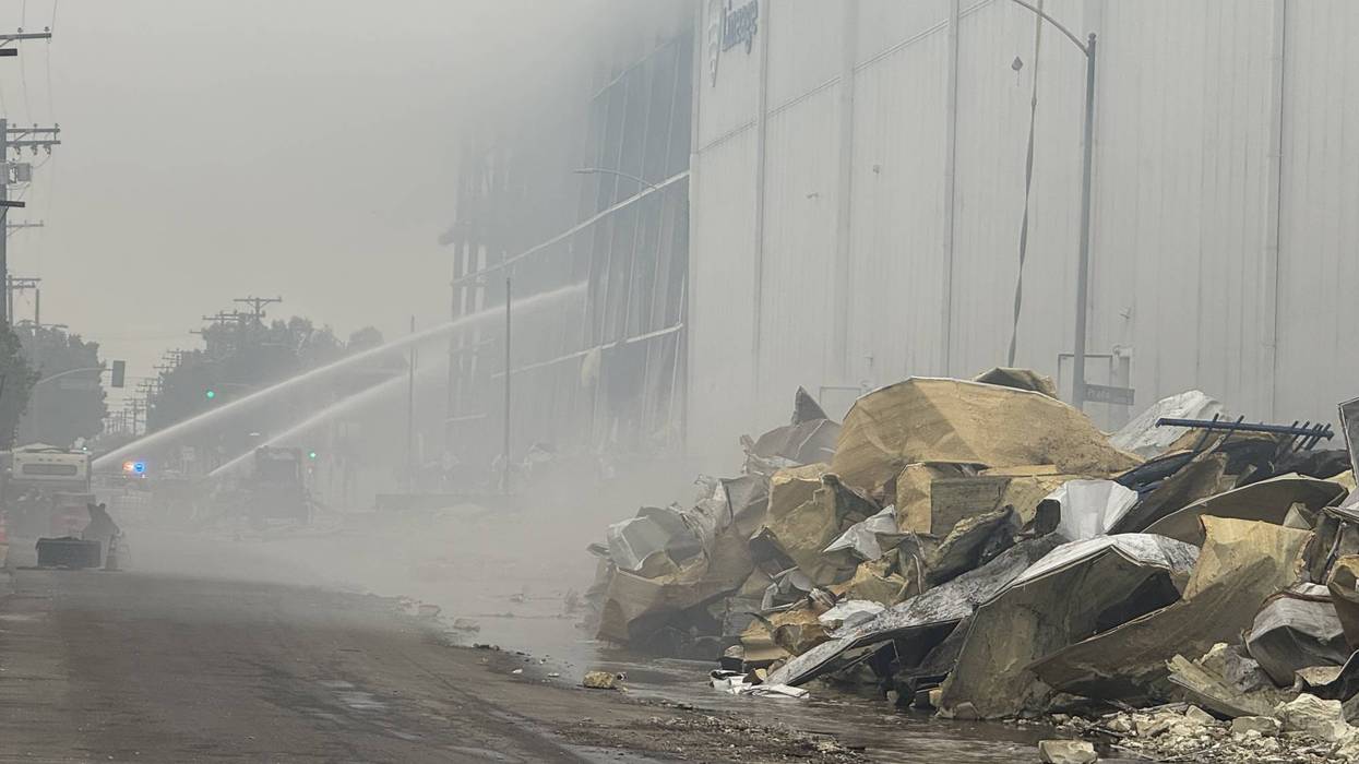 Fire crews making progress on blaze in cold storage warehouse in Boyle Heights