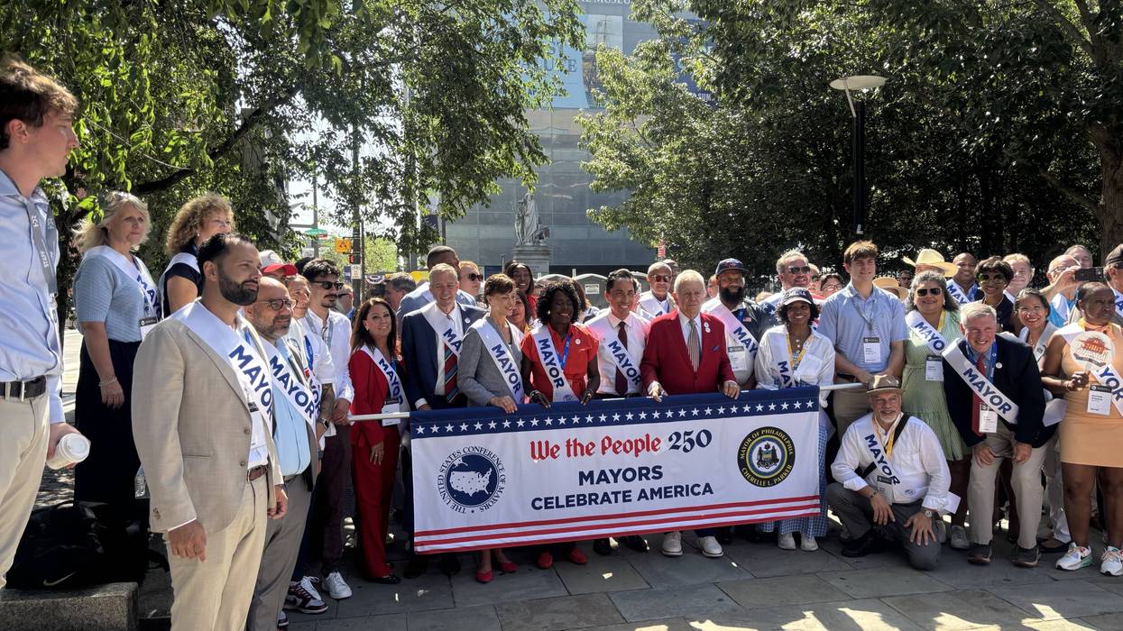 Mayors from around the country march through Philadelphia to mark nation’s 250th