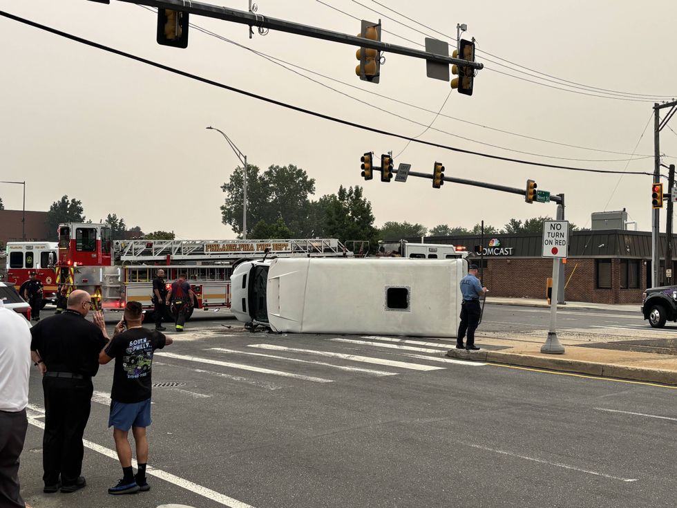 Multiple people injured after transit van overturns in South Philadelphia