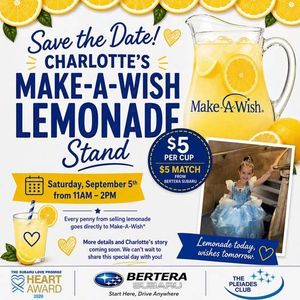 Join Chris Kellogg at Charlotte's Make-A-Wish lemonade stand