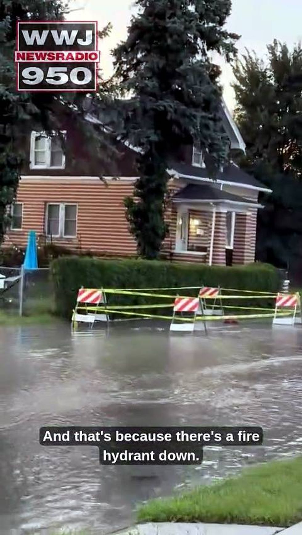 Detroit neighborhood flooded after crash