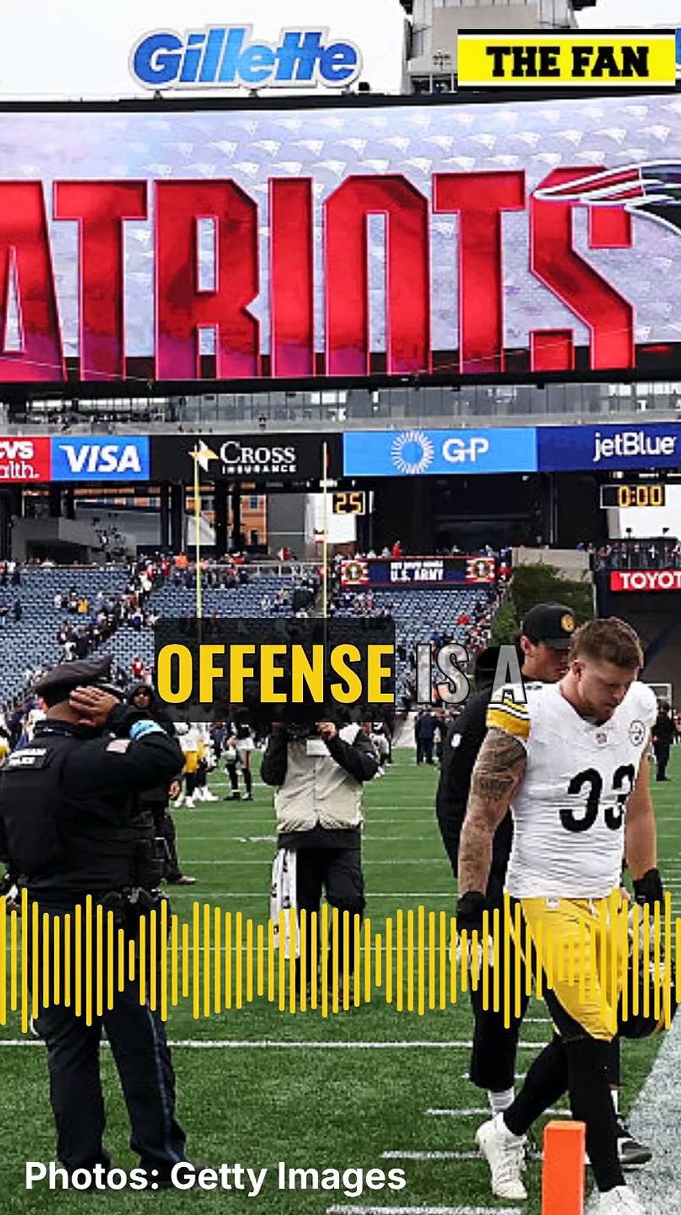 Fan postgame after loss to New England