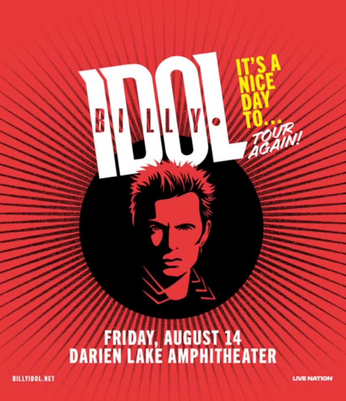 Your chance to win 2 tickets to see Billy Idol at Darien Lake Amphitheater