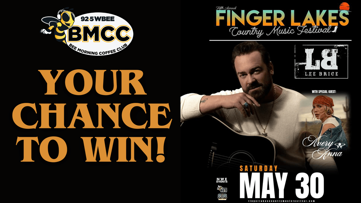WBEE: Your chance to win 2 tickets to Finger Lakes Music Festival to see Lee Brice with Avery Anna 5/30