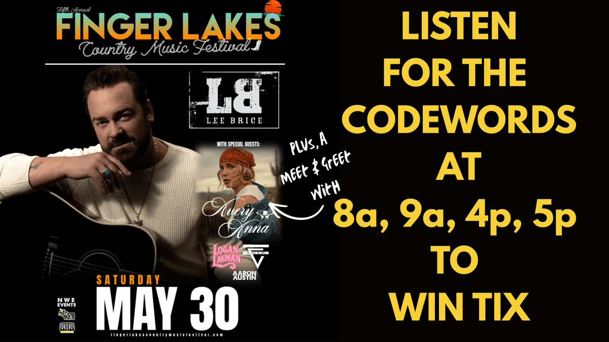 Finger Lakes Music Festival Lee Brice CODEWORD Contest (5/14)