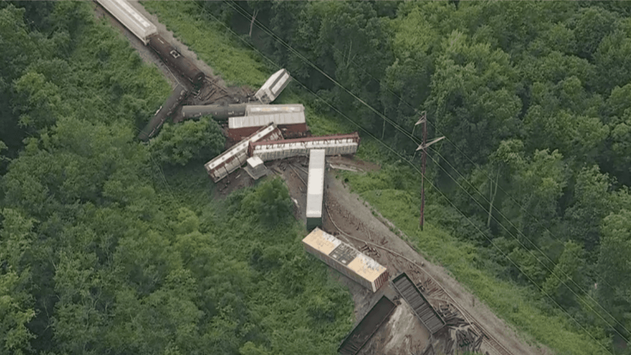 Freight train derails in Bucks County