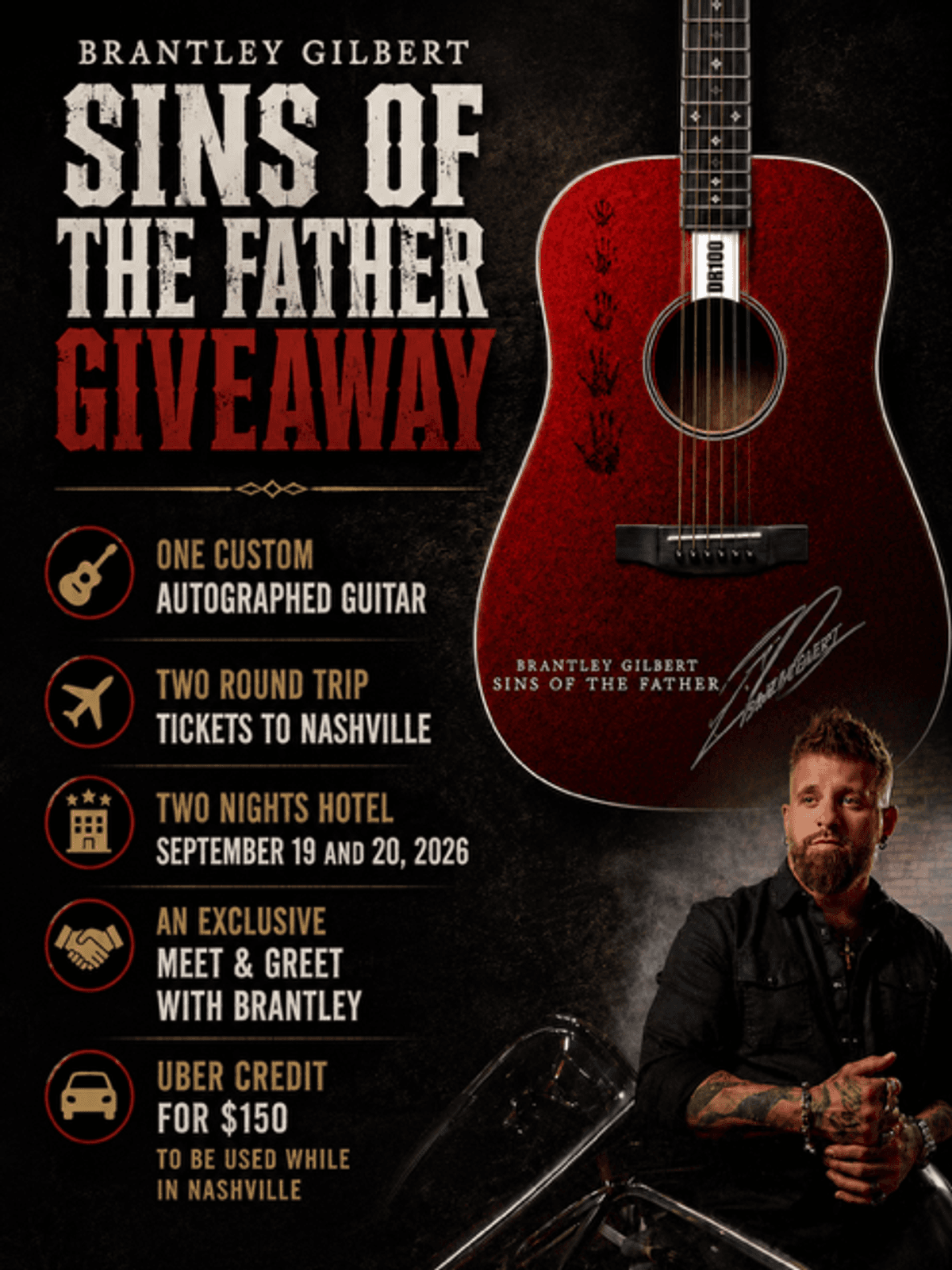 Chance to see Brantley Gilbert in Nashville