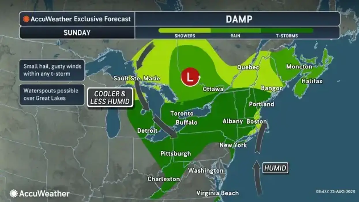 Wet Sunday, cool start to workweek