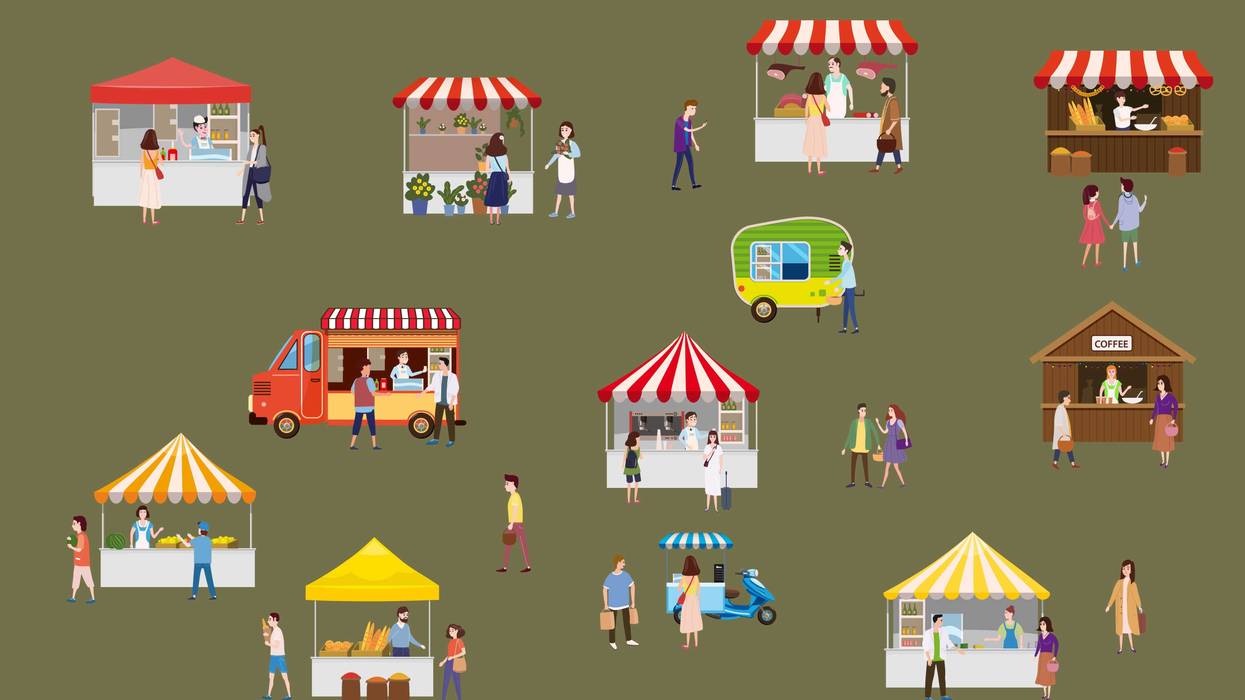 Images of vendors in a graphic