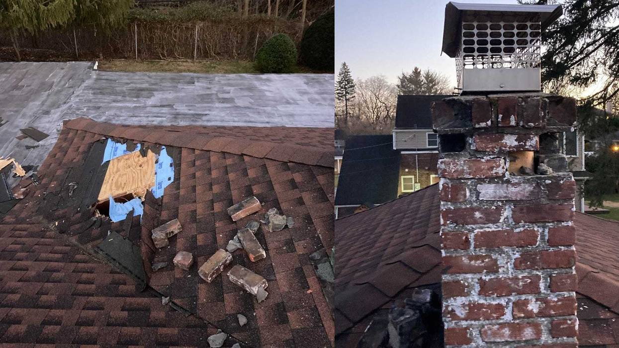 Images provided by police of the roofs involved in the attempted Long Island scam on Monday, Feb. 5.