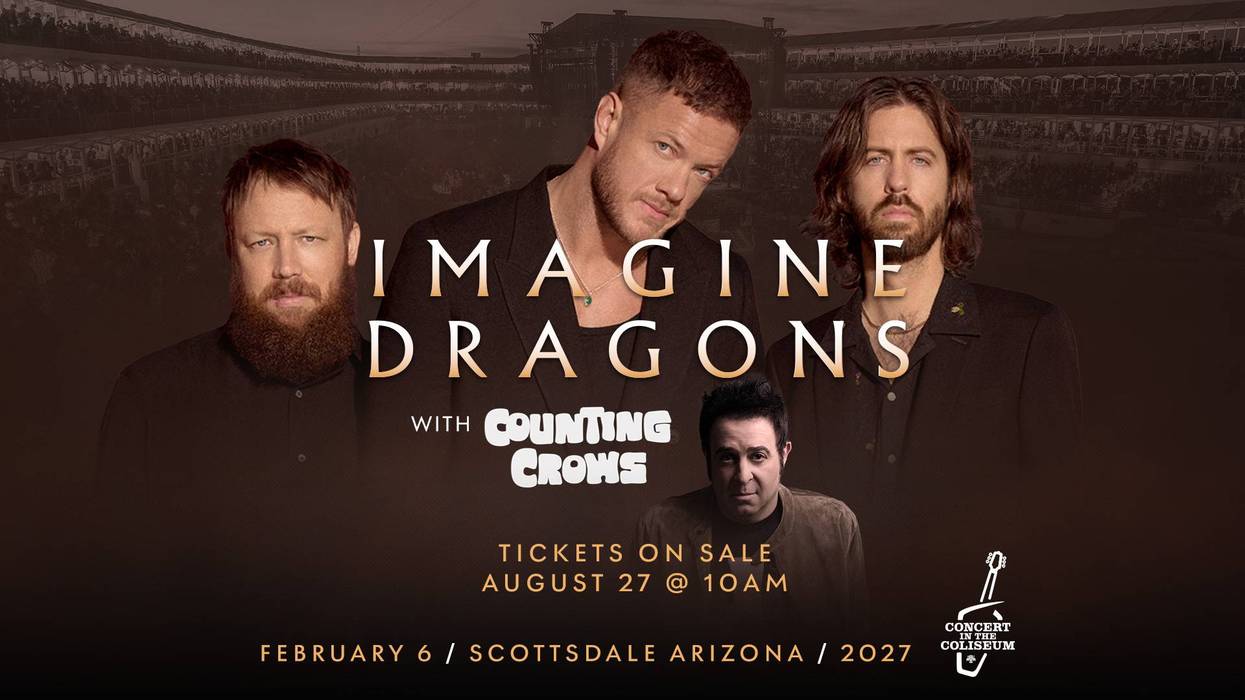 Imagine Dragons with Counting Crows concert in Scottsdale, Arizona on Feb 6, 2027. Tickets on sale Aug 27.