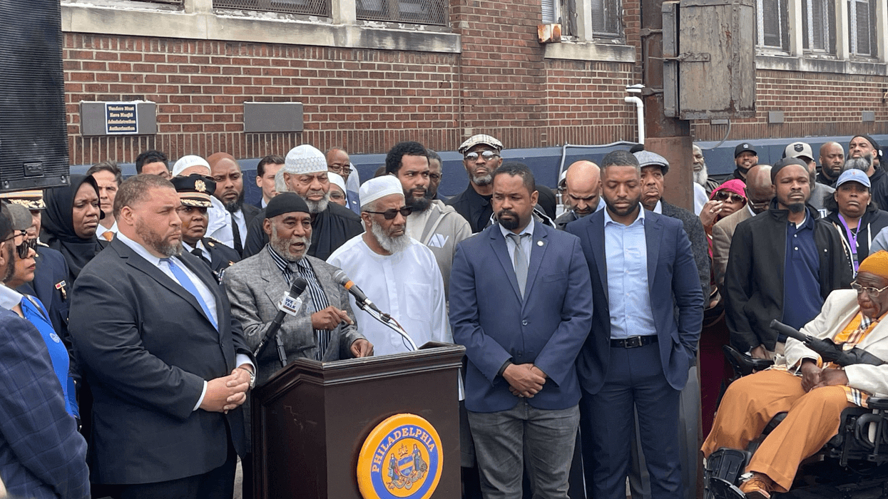 Imam Safiullah Muhammad speaks at a press conference addressing the shooting that happened at an end of Ramadan event in West Philly.