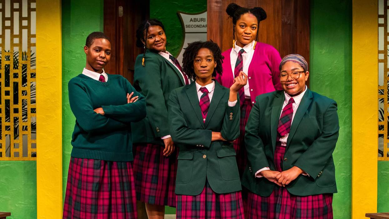 Imani Moss, Jessica Money, Morgan Charéce Hall, Adaeze Nwoko, and Arielle Faye Telemaco-Beane in "School Girls; Or, the African Mean Girls Play" at Arden Theatre Company.