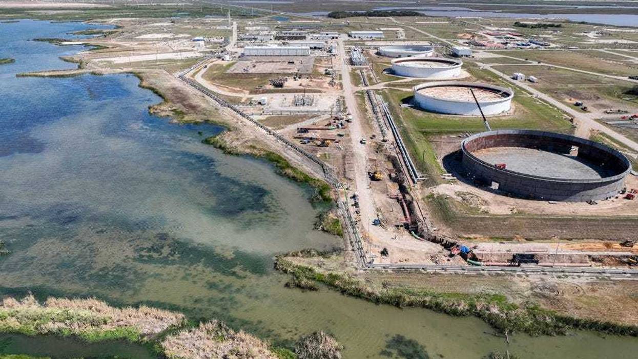In an aerial view, the Strategic Petroleum Reserve storage at the Bryan Mound site is seen on October 19, 2022 in Freeport, Texas.