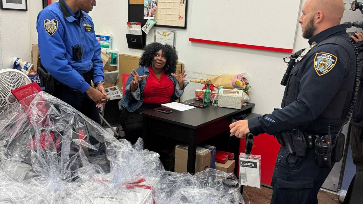 In Dumbo, Brooklyn, Michelle Barbes-Anderson and members of the NYPD gathered her handcrafted gift boxes for delivery.