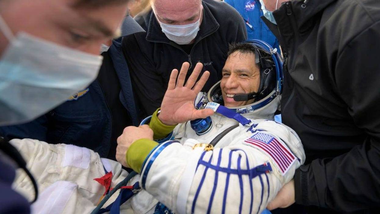 In this handout provided by NASA, Expedition 69 NASA astronaut Frank Rubio is helped out of the Soyuz MS-23 spacecraft just minutes after he and Roscosmos cosmonauts Sergey Prokopyev and Dmitri Petelin, landed in a remote area near the town of Zhezkazgan, Kazakhstan on September 27, 2023. The trio are returning to Earth after logging 371 days in space as members of Expeditions 68-69 aboard the International Space Station. For Rubio, his mission is the longest single spaceflight by a U.S. astronaut in history.