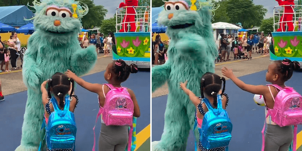 In this image from video provided by Jodi Brown, posted to Instagram on July 16, 2022, a performer dressed as the character Rosita waves off Brown