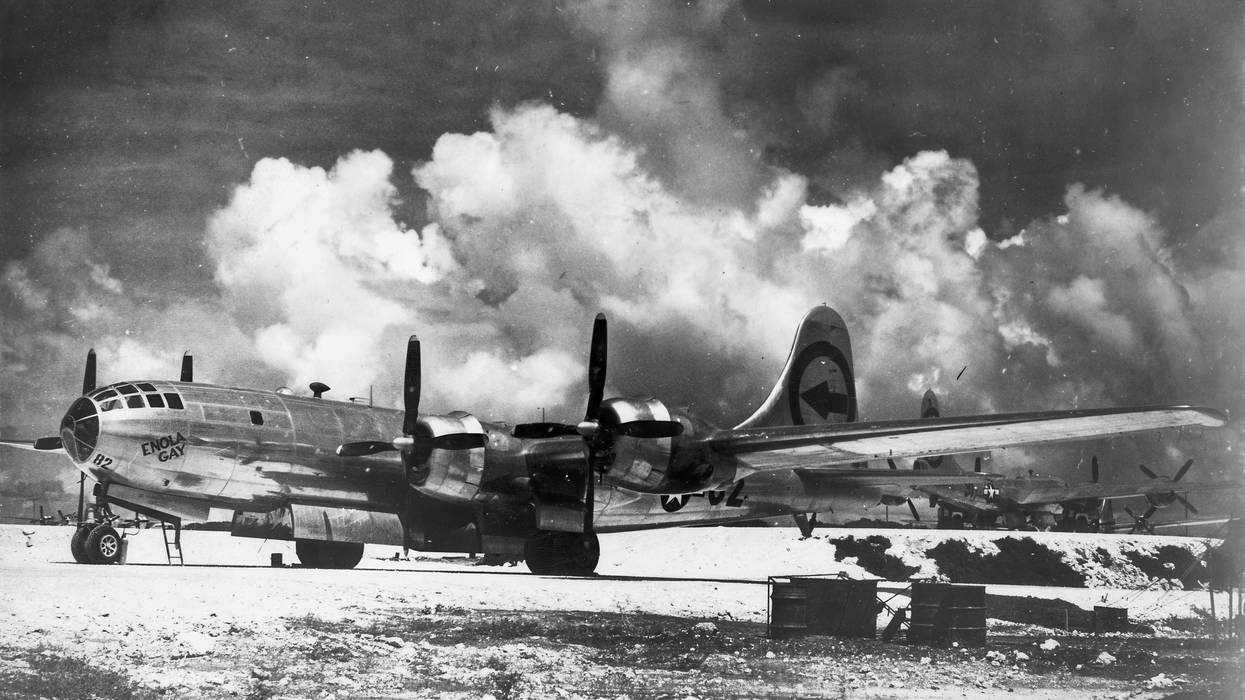 In this image provided by the U.S. Air Force, the Boeing B-29 named the "Enola Gay" is seen on Tinian in the Marianas Islands.