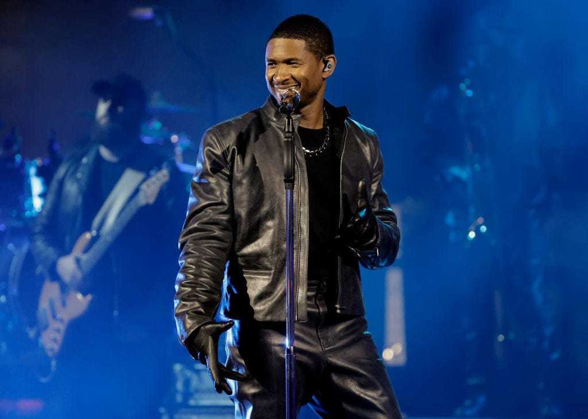 In this image released on August 2, Usher performs onstage during a taping of iHeartRadio’s Living Black 2023 Block Party in Inglewood, California.
