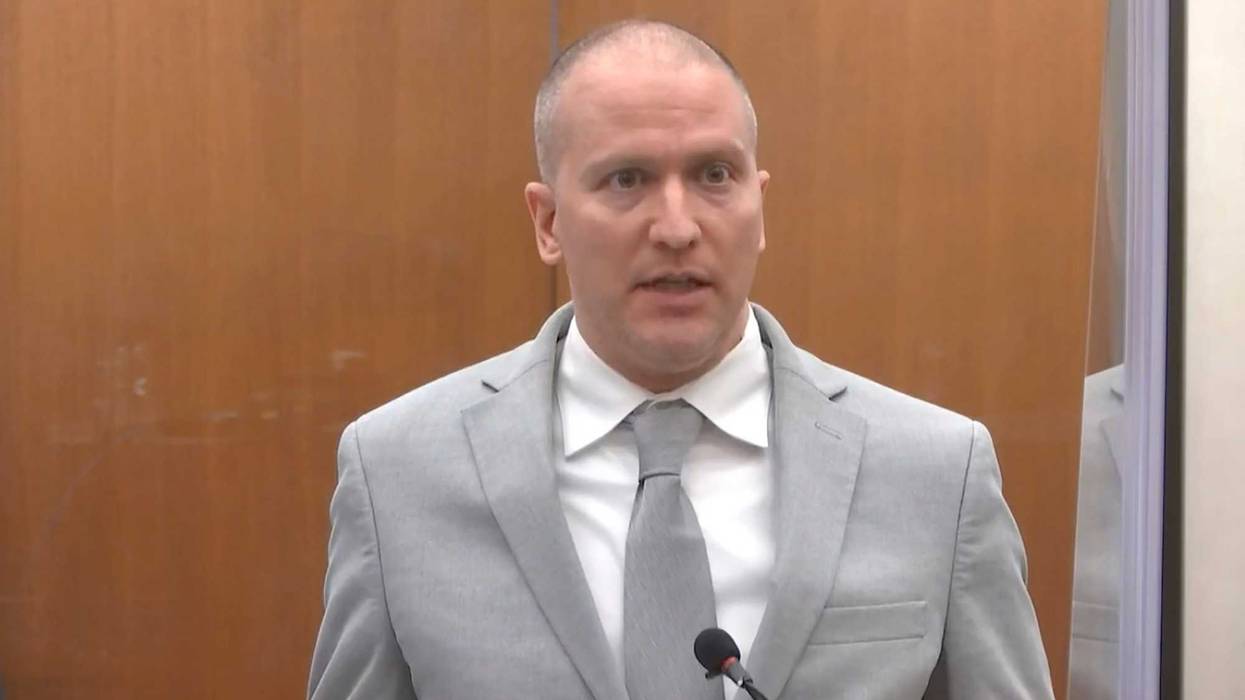 In this image taken from video, former Minneapolis police Officer Derek Chauvin addresses the court as Hennepin County Judge Peter Cahill presides over Chauvin's sentencing, Friday, June 25, 2021, at the Hennepin County Courthouse in Minneapolis. Chauvin faces decades in prison for the May 2020 death of George Floyd.
