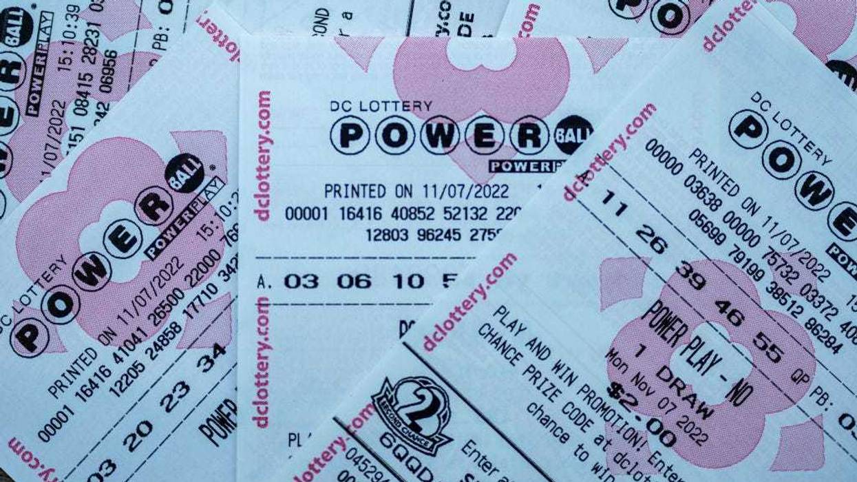 In this photo illustration, tickets for the upcoming Powerball lottery are seen on November 07, 2022 in Washington, DC.