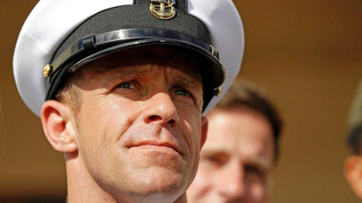 In this Tuesday, July 2, 2019, file photo, Navy Special Operations Chief Edward Gallagher leaves a military court on Naval Base San Diego.