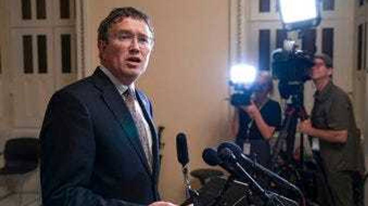 In this Tuesday, May 28, 2019 file photo, Rep. Thomas Massie, R-Ky., speaks to reporters at the Capitol after he blocked a unanimous consent vote on a long-awaited hurricane disaster aid bill in the chamber. (AP Photo/J. Scott Applewhite, File)